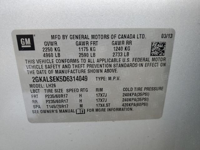 2GKALSEK5D6314049 - 2013 GMC TERRAIN SLE SILVER photo 13