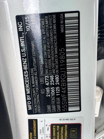 55SWF4KB9GU119805 - 2016 MERCEDES-BENZ C 300 4MATIC WHITE photo 10