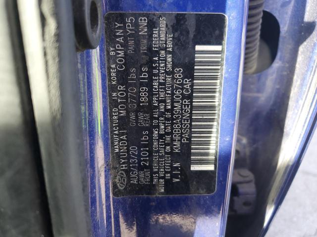 KMHRB8A39MU067683 - 2021 HYUNDAI VENUE SE BLUE photo 13