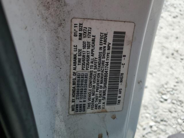 5FNRL5H68BB041744 - 2011 HONDA ODYSSEY EXL WHITE photo 13