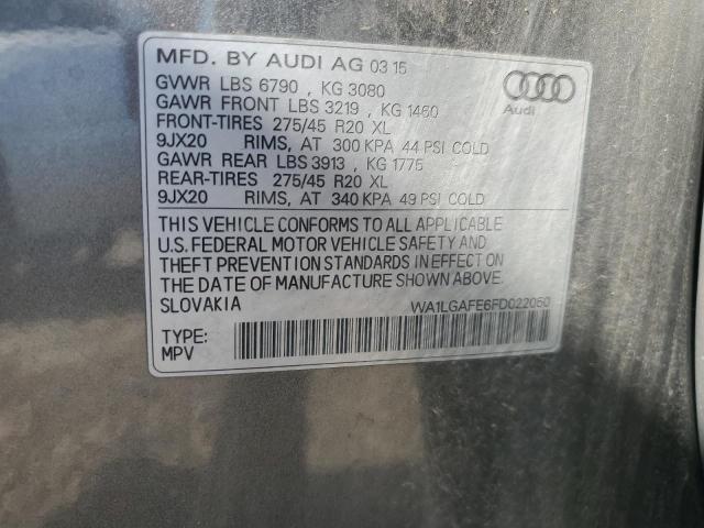 WA1LGAFE6FD022050 - 2015 AUDI Q7 PREMIUM PLUS GRAY photo 13