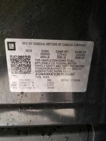 2GNAXKEV3K6135667 - 2019 CHEVROLET EQUINOX LT CHARCOAL photo 13