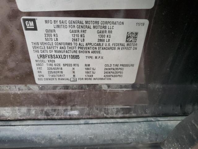 LRBFXBSAXLD110685 - 2020 BUICK ENVISION PREFERRED GRAY photo 13