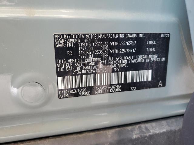 2T3W1RFV2MW137165 - 2021 TOYOTA RAV4 XLE GRAY photo 13