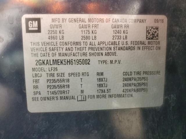 2GKALMEK5H6195002 - 2017 GMC TERRAIN SLE BLUE photo 14