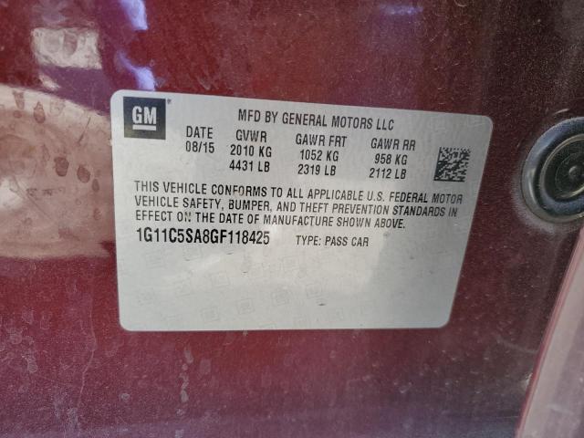 1G11C5SA8GF118425 - 2016 CHEVROLET MALIBU LIMITED LT 勃艮第红 照片 12