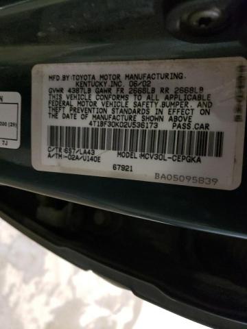 4T1BF30K02U536173 - 2002 TOYOTA CAMRY LE SILVER photo 12