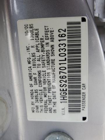 1HGES26701L033162 - 2001 HONDA CIVIC EX SILVER photo 12