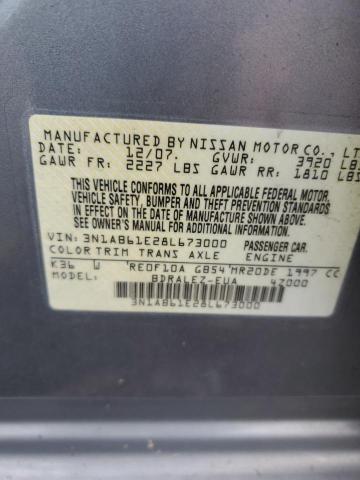 3N1AB61E28L673000 - 2008 NISSAN SENTRA 2.0 GRAY photo 12