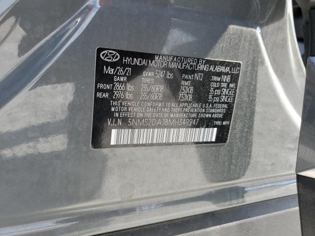 5NMS2DAJ8MH349947 - 2021 HYUNDAI SANTA FE SEL GRAY photo 13