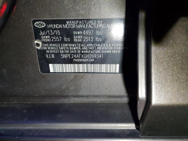 5NPE24AFXGH269341 - 2016 HYUNDAI SONATA SE GRAY photo 12