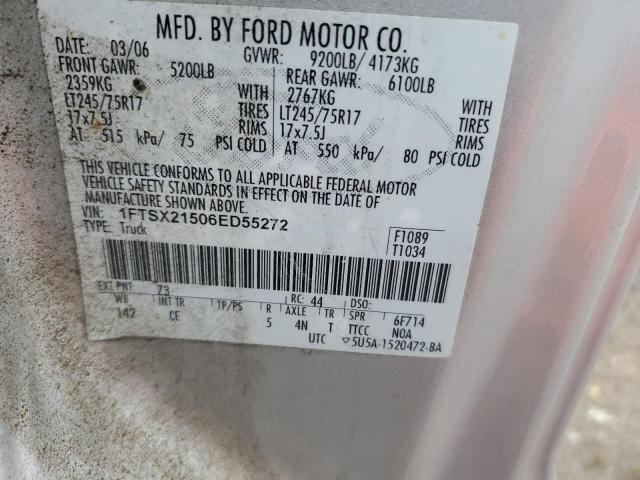 1FTSX21506ED55272 - 2006 FORD F-250 SUPER DUTY SILVER photo 12