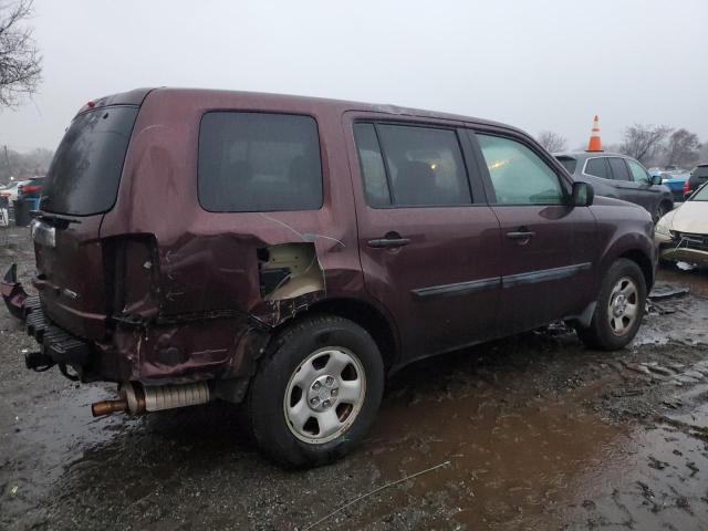 5FNYF4H29AB003481 - 2010 HONDA PILOT LX MAROON photo 3