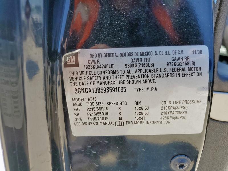 3GNCA13B59S591095 - 2009 CHEVROLET HHR LS BLACK photo 12