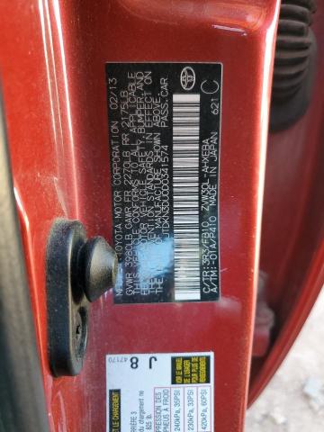 JTDKN3DU0D0341574 - 2013 TOYOTA PRIUS RED photo 12