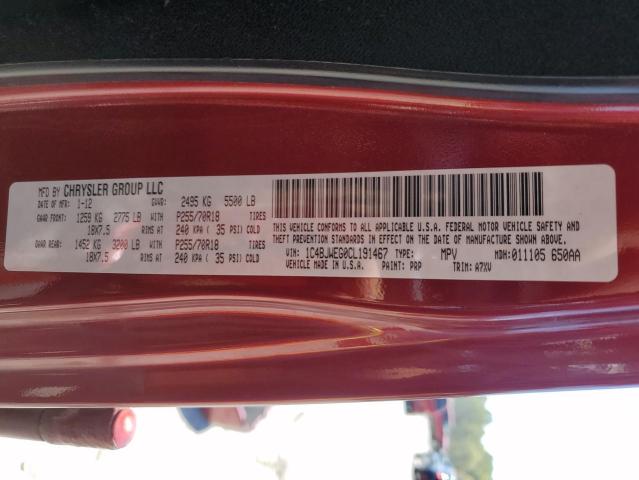 1C4BJWEG0CL191467 - 2012 JEEP WRANGLER U SAHARA BURGUNDY photo 14