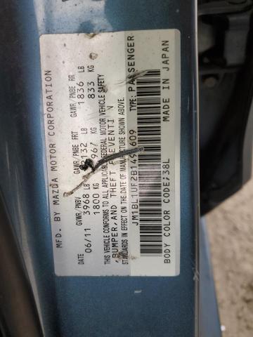 JM1BL1UF2B1495609 - 2011 MAZDA 3 I BLUE photo 12