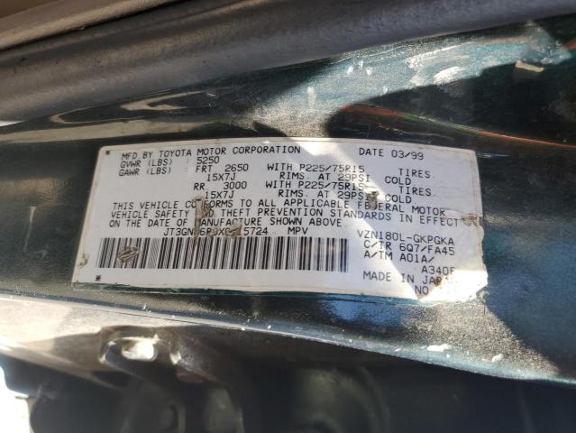 JT3GN86R8X0115724 - 1999 TOYOTA 4RUNNER SR5 Yaşıl foto 12
