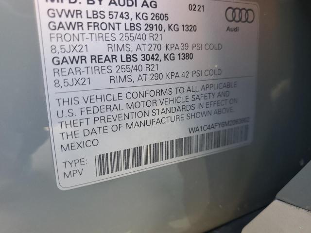 WA1C4AFY6M2063662 - 2021 AUDI SQ5 PRESTIGE GRAY photo 14