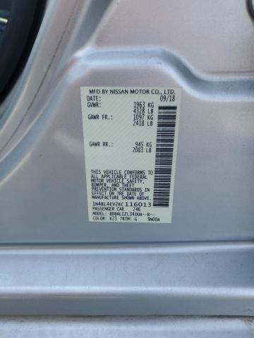 1N4BL4EV2KC116013 - 2019 NISSAN ALTIMA SL Серебристый фото 12