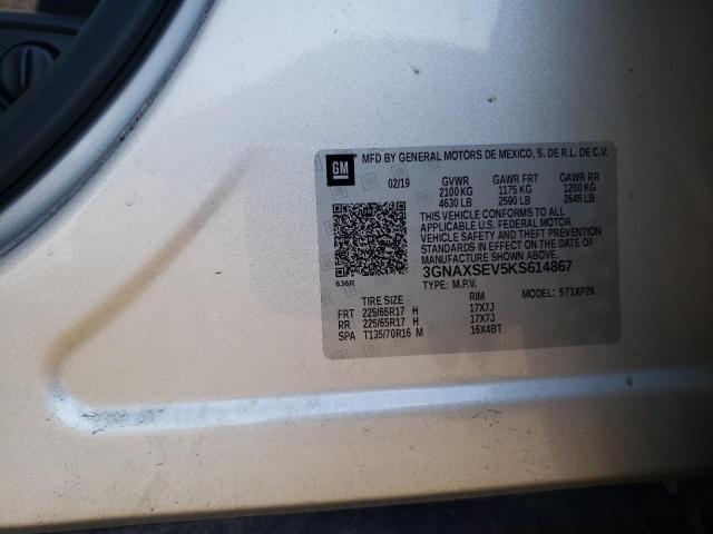 3GNAXSEV5KS614867 - 2019 CHEVROLET EQUINOX LS SILVER photo 14