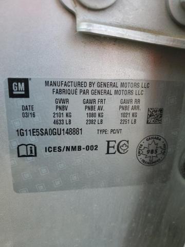 1G11E5SA0GU148881 - 2016 CHEVROLET MALIBU LIM LTZ 银色 照片 12