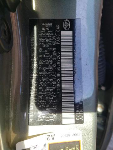 4T1BK3DB6BU382266 - 2011 TOYOTA AVALON BASE 绿色 照片 12