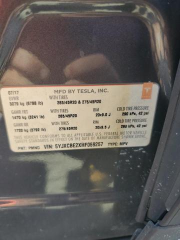5YJXCBE2XHF059257 - 2017 TESLA MODEL X GRAY photo 13