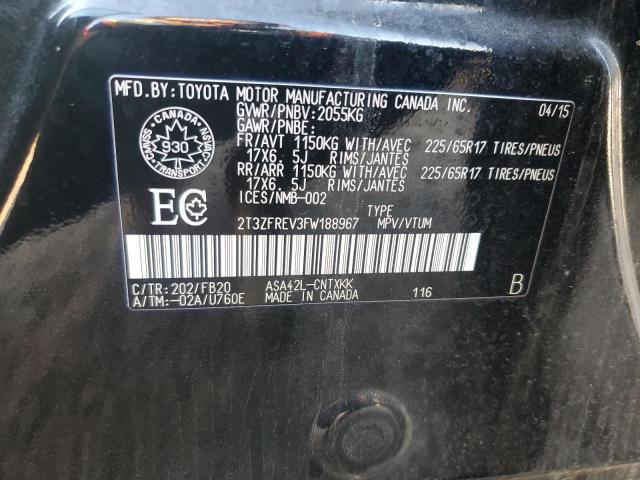 2T3ZFREV3FW188967 - 2015 TOYOTA RAV4 LE BLACK photo 14