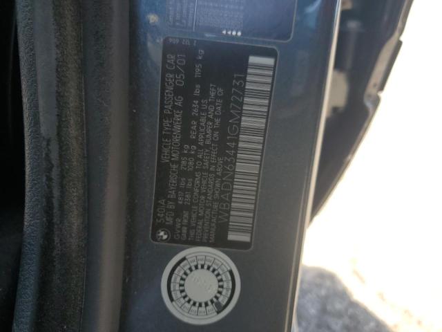 WBADN63441GM72731 - 2001 BMW 540 I AUTOMATIC GRAY photo 12