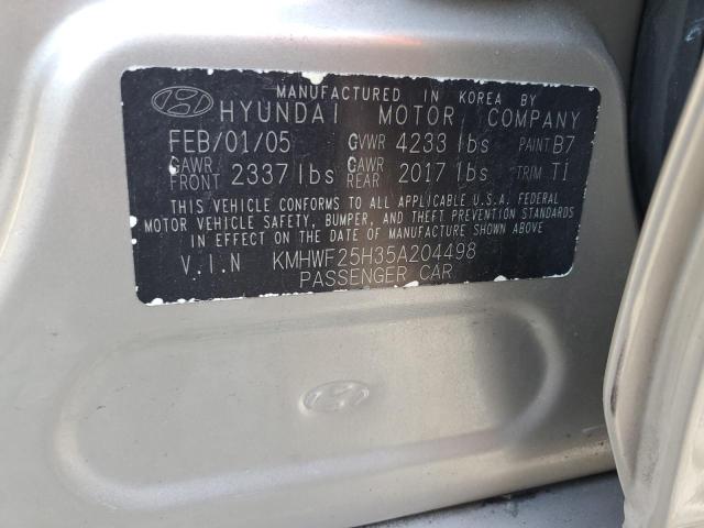 KMHWF25H35A204498 - 2005 HYUNDAI SONATA GL TAN photo 12