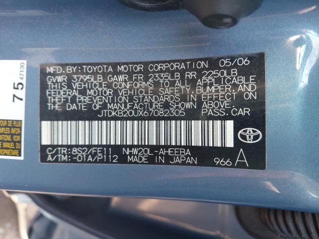 JTDKB20UX67082305 - 2006 TOYOTA PRIUS Azul foto 10