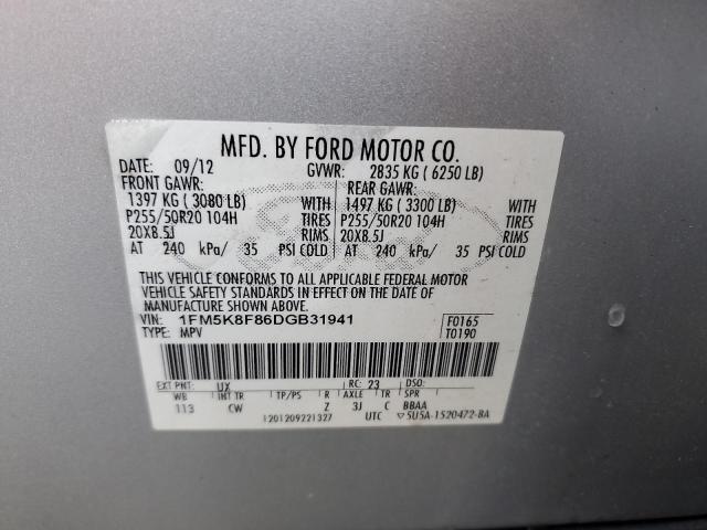 1FM5K8F86DGB31941 - 2013 FORD EXPLORER LIMITED SILVER photo 14