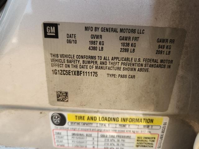 1G1ZC5E1XBF111175 - 2011 CHEVROLET MALIBU 1LT SILVER photo 13