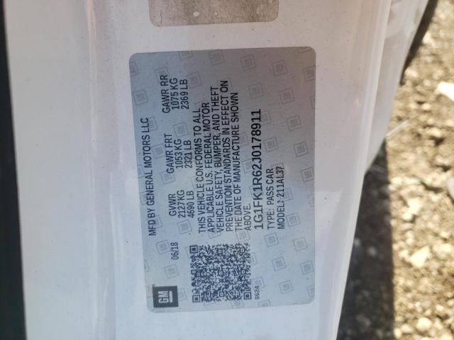 1G1FK1R62J0178911 - 2018 CHEVROLET CAMARO ZL1 WHITE photo 12