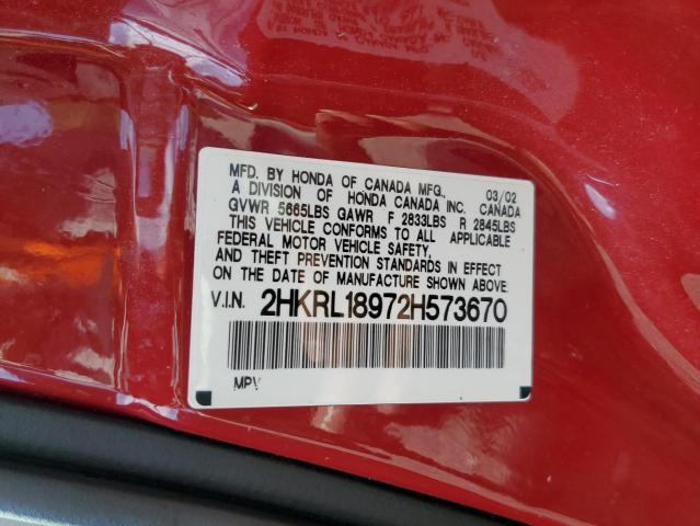 2HKRL18972H573670 - 2002 HONDA ODYSSEY EXL RED photo 13