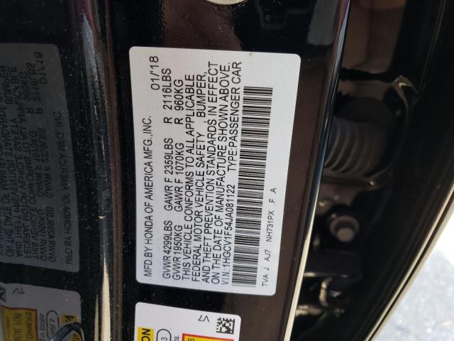 1HGCV1F54JA081122 - 2018 HONDA ACCORD EXL BLACK photo 13