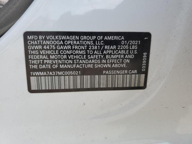 1VWMA7A37MC005021 - 2021 VOLKSWAGEN PASSAT R-LINE Белый фото 12