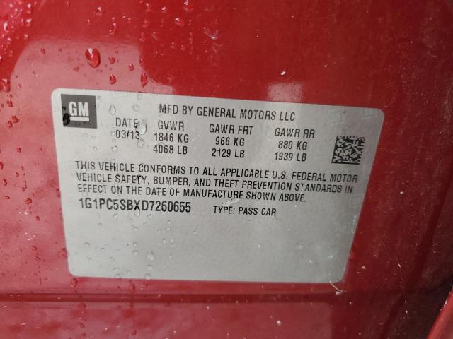 1G1PC5SBXD7260655 - 2013 CHEVROLET CRUZE LT RED photo 12