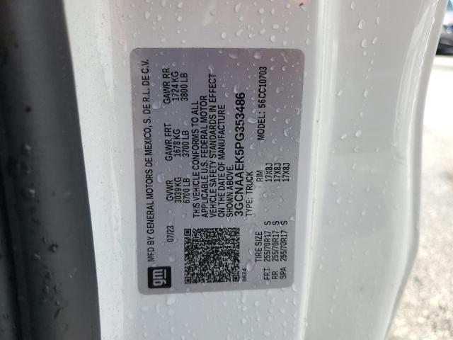 3GCNAAEK5PG353486 - 2023 CHEVROLET SILVERADO C1500 白色 照片 12