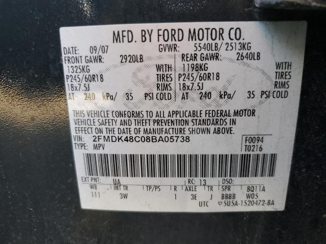 2FMDK48C08BA05738 - 2008 FORD EDGE SEL BLACK photo 13