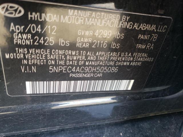 5NPEC4AC9DH505086 - 2013 HYUNDAI SONATA SE BLACK photo 12