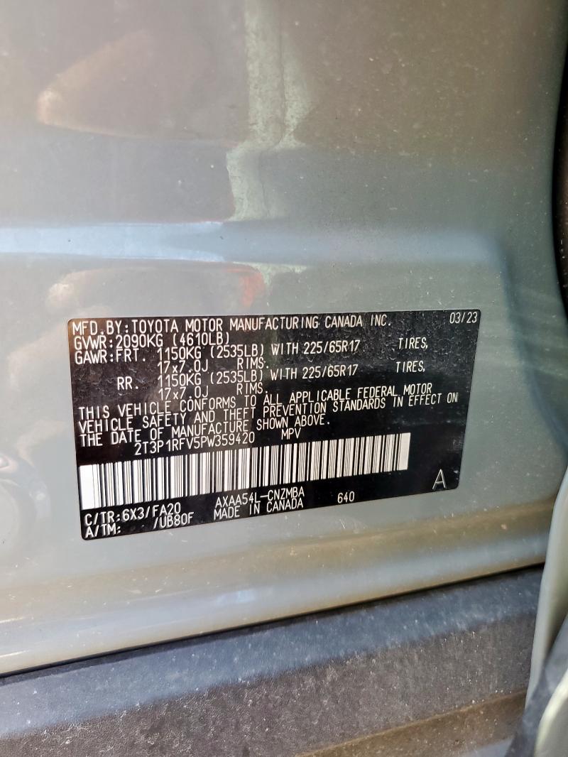 2T3P1RFV5PW359420 - 2023 TOYOTA RAV4 XLE GRAY photo 13