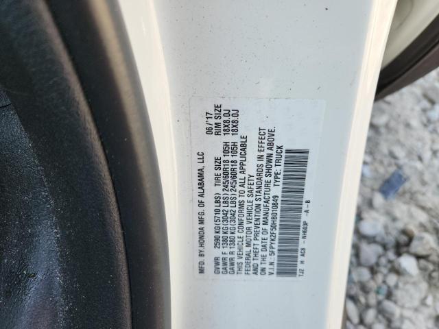 5FPYK2F50HB010849 - 2017 HONDA RIDGELINE RTL 白色 照片 12