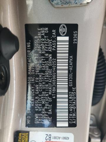 4T1BK36B96U140252 - 2006 TOYOTA AVALON XL 米色 照片 12