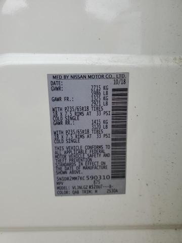 5N1DR2MM7KC590310 - 2019 NISSAN PATHFINDER S თეთრი ფოტო 14