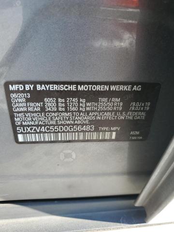 5UXZV4C55D0G56483 - 2013 BMW X5 XDRIVE35I GRAY photo 13