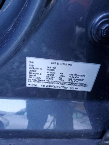 7SAYGDEE2PA210900 - 2023 TESLA MODEL Y GRAY photo 13