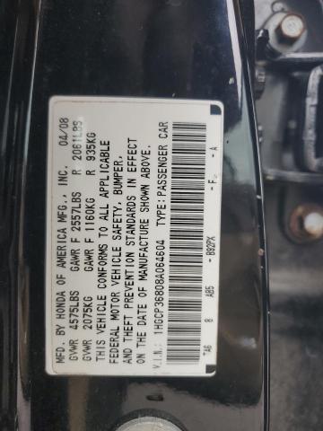 1HGCP36808A064604 - 2008 HONDA ACCORD EXL BLACK photo 13