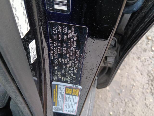 3KPF24AD6KE108548 - 2019 KIA FORTE FE შავი ფოტო 12